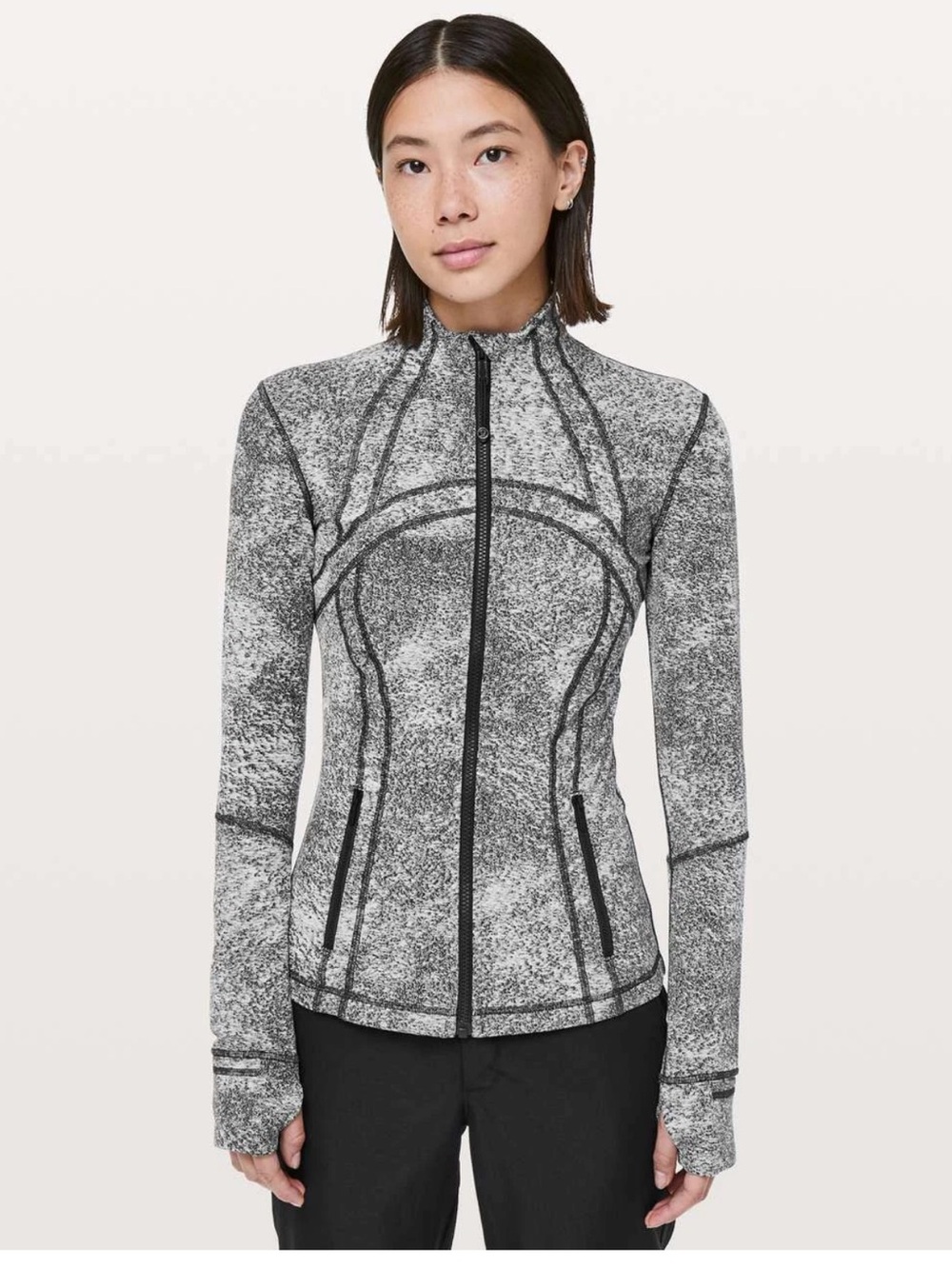 LULULEMON DEFINE JACKET LUON SPRAY JACQUARD WHITE BLACK Zip up